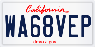 CA license plate WA68VEP