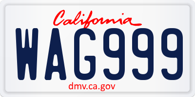 CA license plate WAG999