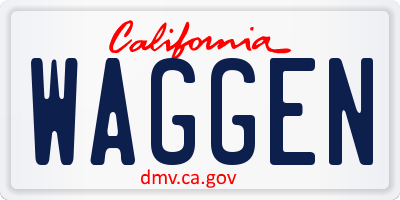 CA license plate WAGGEN