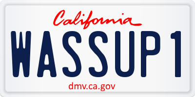 CA license plate WASSUP1