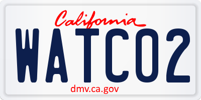 CA license plate WATC02