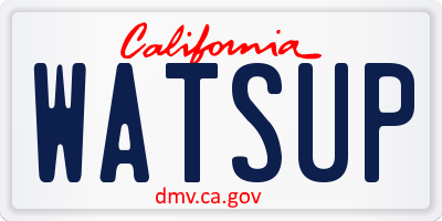 CA license plate WATSUP