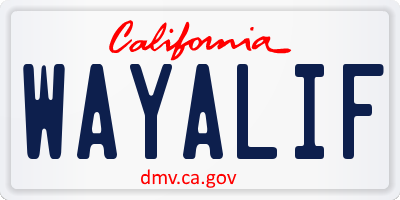 CA license plate WAYALIF