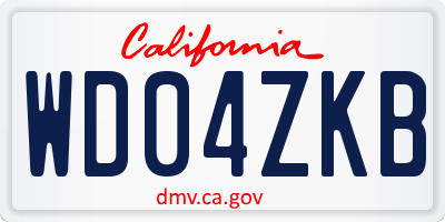 CA license plate WD04ZKB