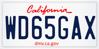 CA license plate WD65GAX