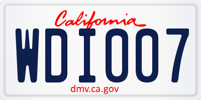 CA license plate WDI007