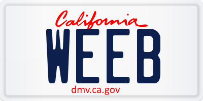 CA license plate WEEB