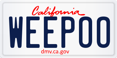 CA license plate WEEPOO