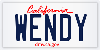 CA license plate WENDY