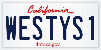 CA license plate WESTYS1