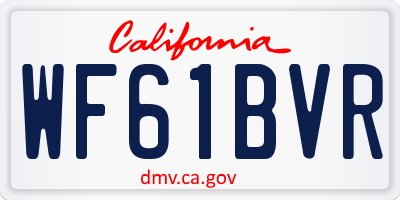 CA license plate WF61BVR