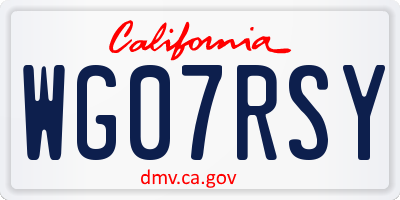 CA license plate WG07RSY