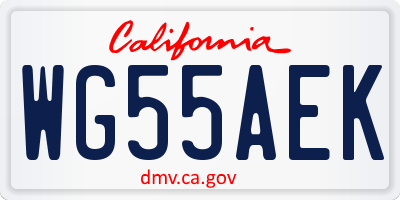 CA license plate WG55AEK