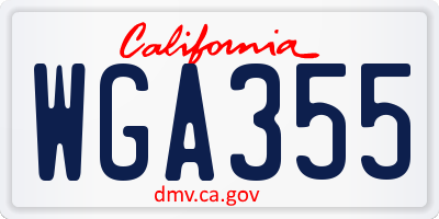 CA license plate WGA355