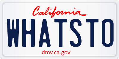 CA license plate WHATSTO