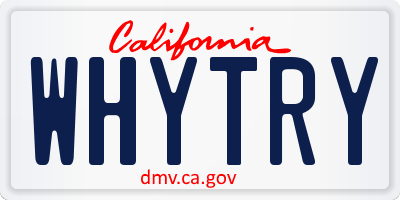 CA license plate WHYTRY