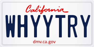 CA license plate WHYYTRY