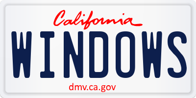 CA license plate WINDOWS
