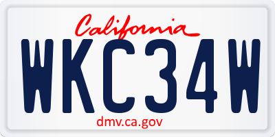 CA license plate WKC34W
