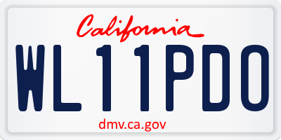 CA license plate WL11PDO