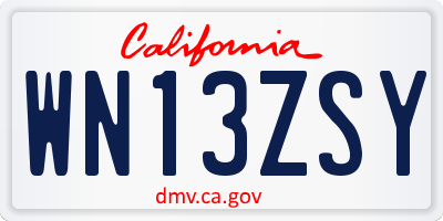 CA license plate WN13ZSY