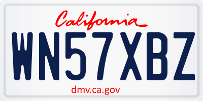 CA license plate WN57XBZ