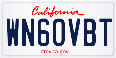 CA license plate WN60VBT