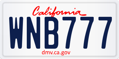 CA license plate WNB777