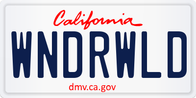 CA license plate WNDRWLD