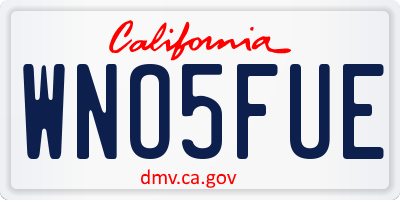 CA license plate WNO5FUE