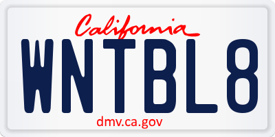 CA license plate WNTBL8