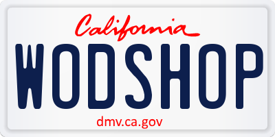 CA license plate WODSHOP