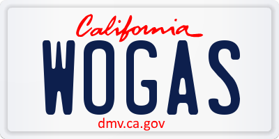 CA license plate WOGAS