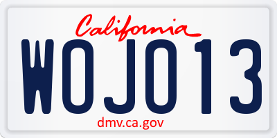 CA license plate WOJO13