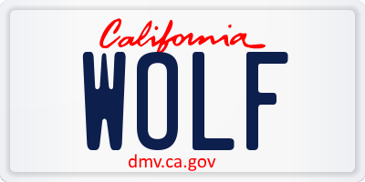 CA license plate WOLF