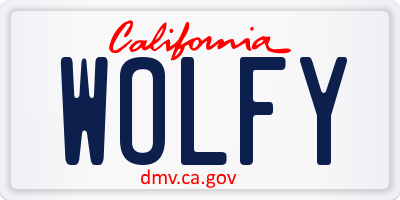 CA license plate WOLFY