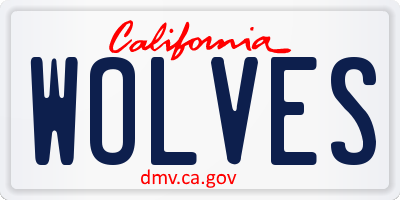 CA license plate WOLVES