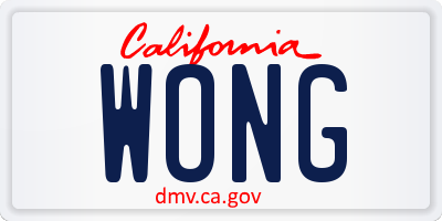 CA license plate WONG