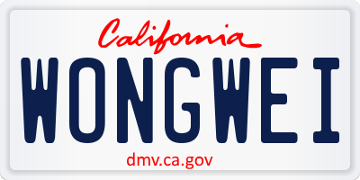 CA license plate WONGWEI