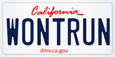 CA license plate WONTRUN