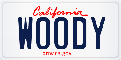 CA license plate WOODY