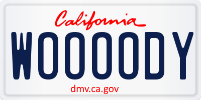 CA license plate WOOOODY