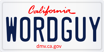 CA license plate WORDGUY