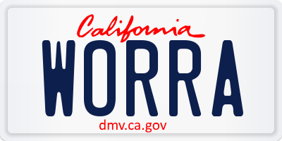 CA license plate WORRA