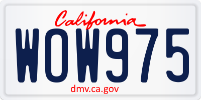 CA license plate WOW975