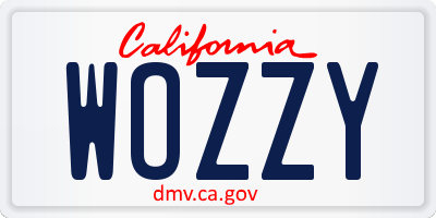 CA license plate WOZZY