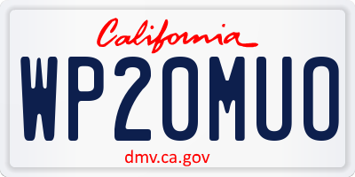 CA license plate WP20MUO