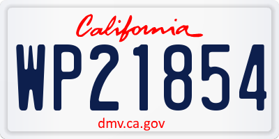 CA license plate WP21854