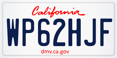 CA license plate WP62HJF