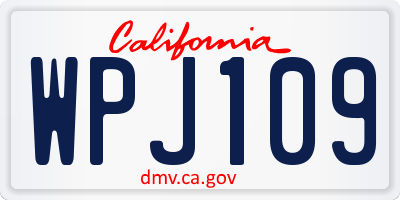 CA license plate WPJ109